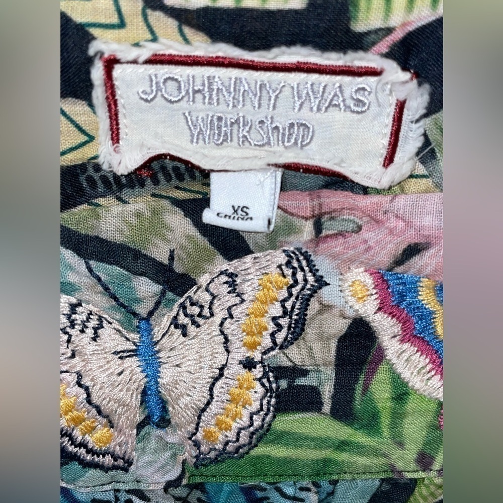 Johnny Was Workshop Tropical Puff Sleeve Tunic Dress in Green Multicolor XS‌‌‌‌‌ - Picture 11 of 12